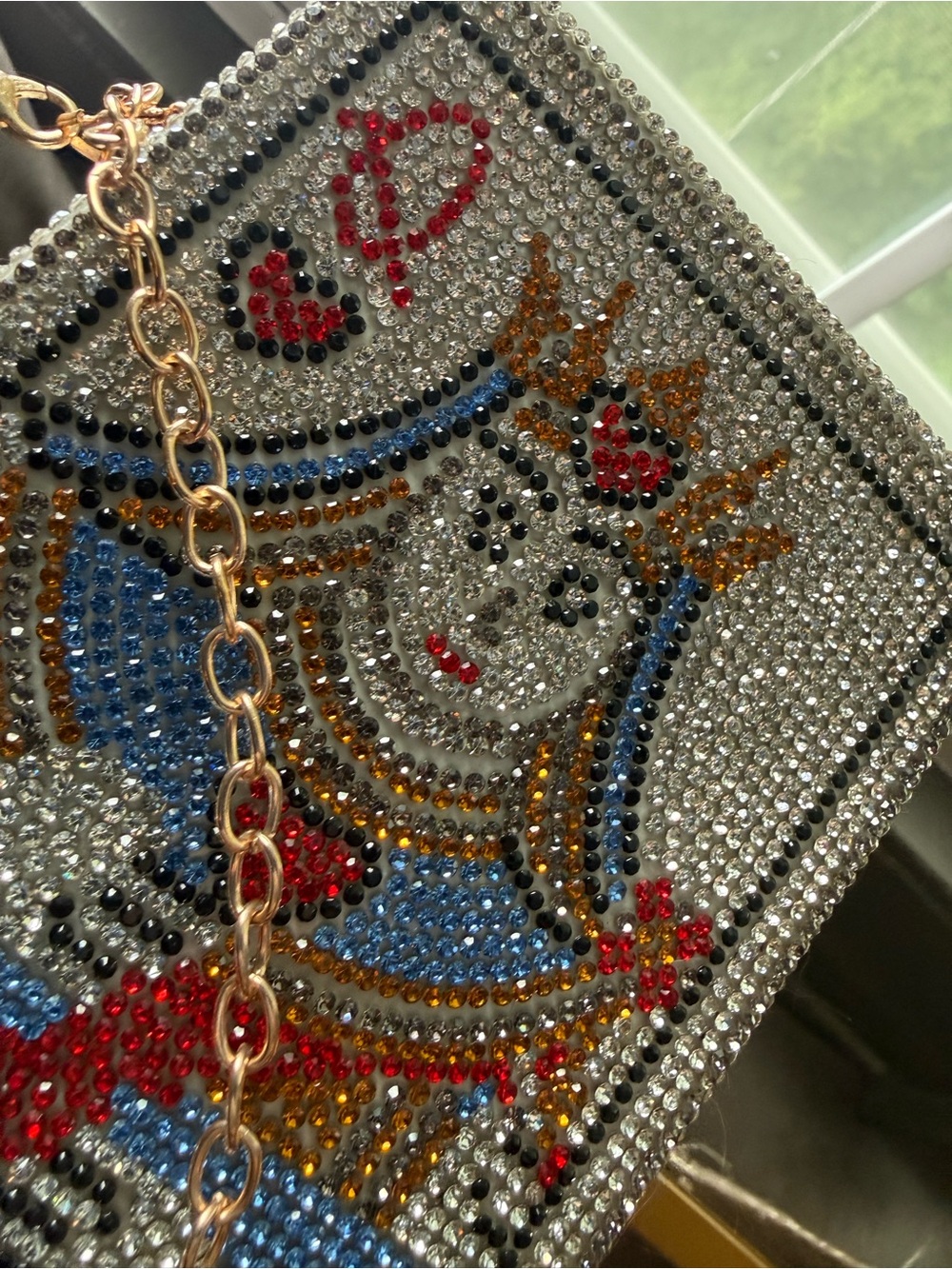NWOT Crystal Embellished QUEEN OF HEARTS Poker Card Evening Bag - Picture 2 of 7